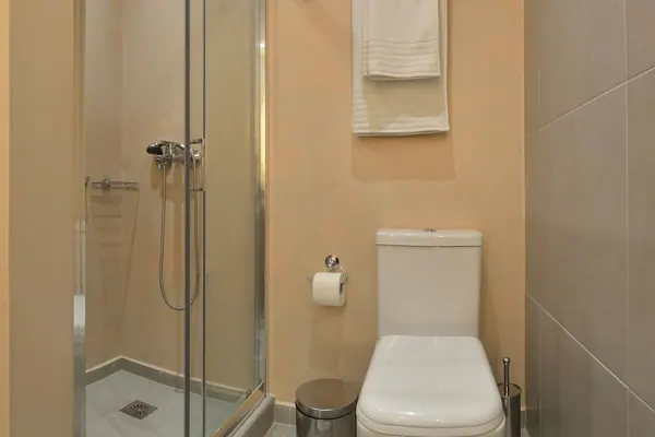 Bathroom with glass shower cabin, Amara Porto Living Apartment 1, Chania Old Town