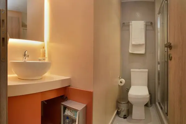 Bathroom with vanity and shower cabin, Amara Porto Living Studio, Chania
