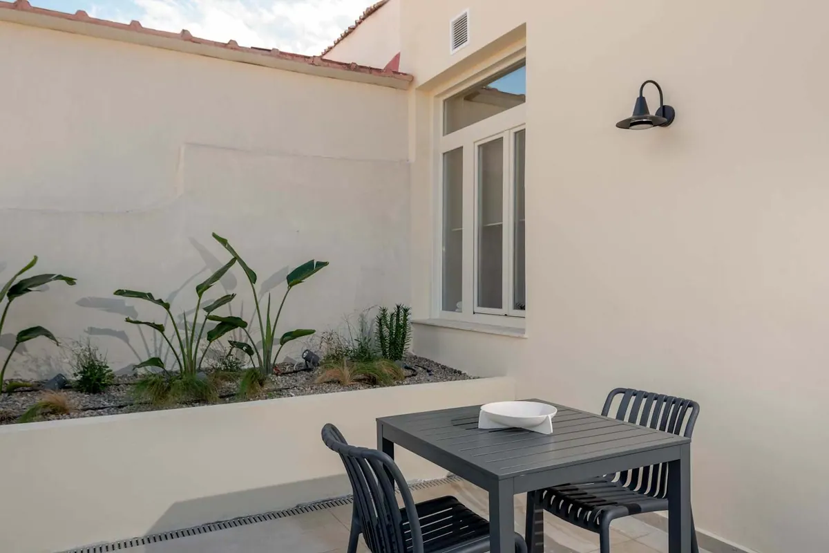 Planted private terrace with dining table for two, Amara Luxury Suite with Terrace