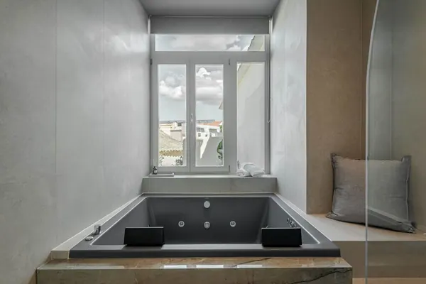 Private heated hot tub beside the window, Amara Luxury Suite with Hot Tub & Terrace, Chania