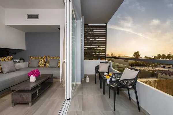 Living area with balcony doors open to the sunset, Solar Partial Sea View Apartment